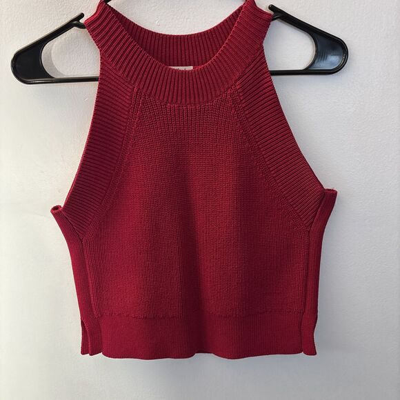 Aritzia Wilfred Crevier Knit Halter Tank Top In Berry Sz S - Picture 1 of 9
